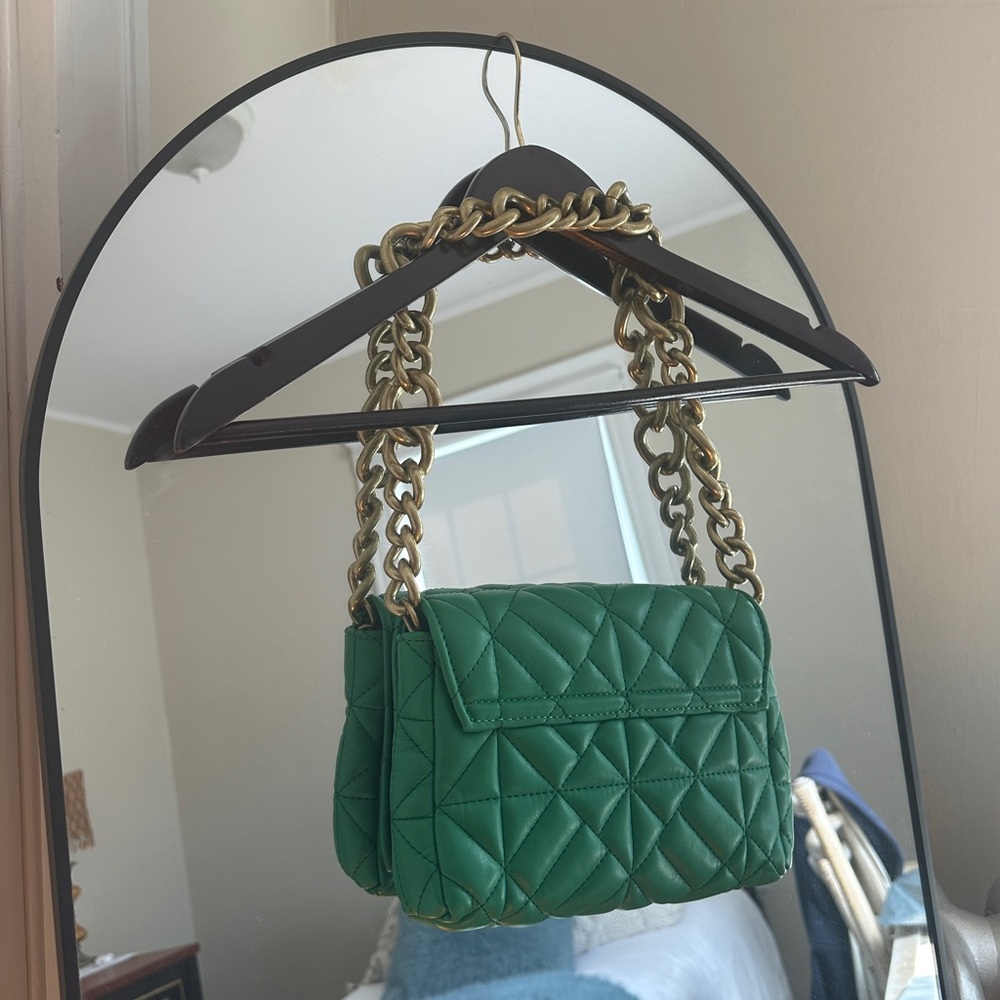 Zara Green Quilted Chain Bag